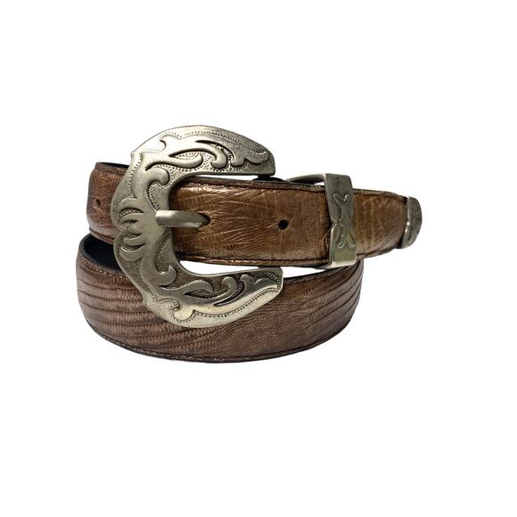 Kenneth Cole NY Womens Brown Leather Western Silver Western Belt - Picture 1 of 8